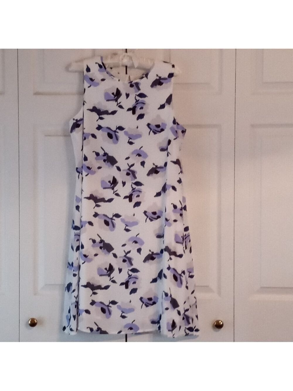 Nine West Blue Gray White Floral Knee-Length Sleeveless Dress Size 8
